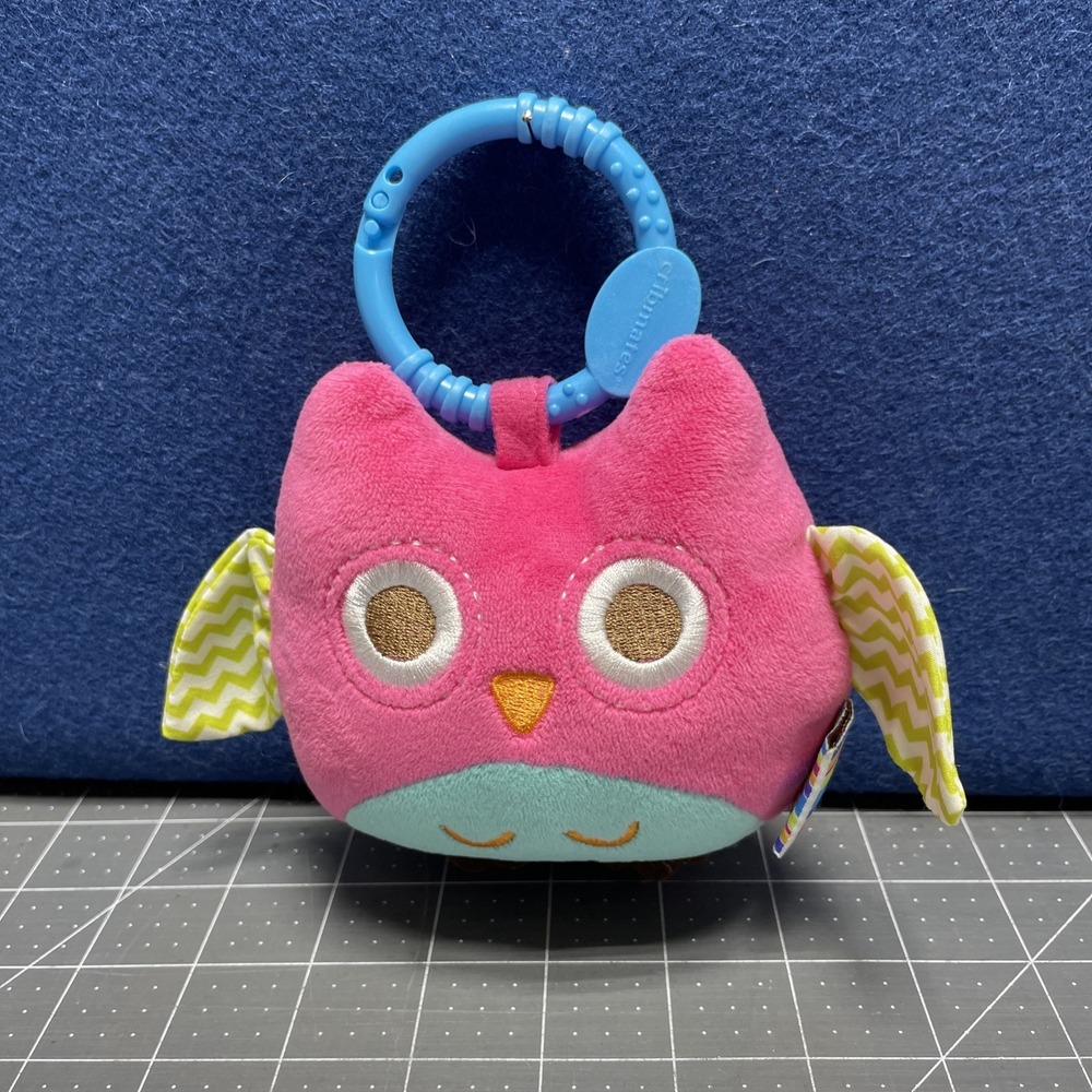 Cribmates‎ Baby Stroller Toy Plush Owl Rattle Pink Chimes